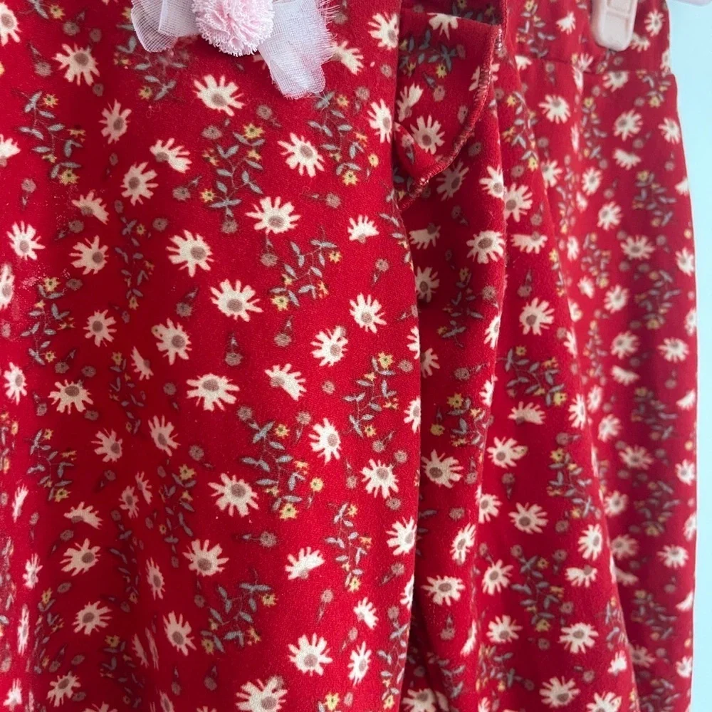 Floral Red Kids Sets Velour Christmas/New Year's Party